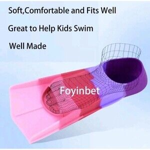 Kids Swim Fins for Training Short Youth Flippers Girls Pink Purple Size 10-12